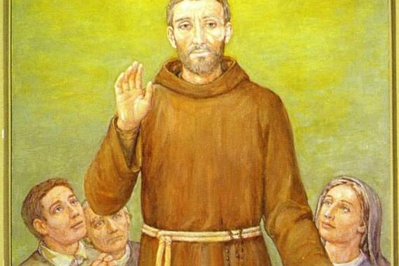 Antonio Martinotti, "L'Addolorata e il Servo di Dio padre Carlo da Abbiategrasso", opera a pastello, chiesa parrocchiale di San Pietro Apostolo, Abbiategrasso (1991)