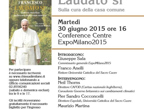 Enciclica, incontro pubblico a Expo