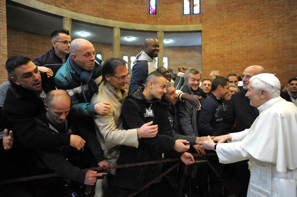 Rome 18-12-2011
Pope Benedict XVI during his visit to Rome's  Rebibbia prison