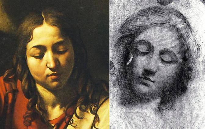 Comparison between the face of  Christ in Caravaggio?s  ?Dinner at Emmaus'  and the study  for the head done by the young Caravaggio in Peterzano?s workshop
ANSA