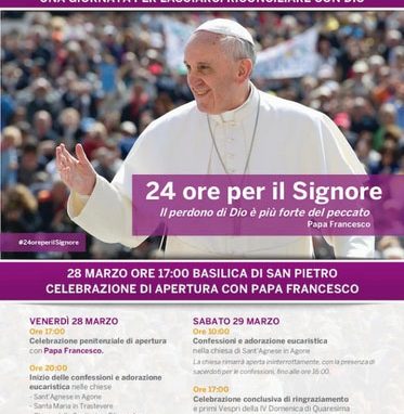 “24 ore per il Signore”, <br>chiese aperte per confessioni e adorazioni