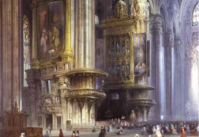 Milano, Palazzo della Veneranda Fabbrica:
Carlo Bossoli, veduta interna del Duomo (olio su tela, 1849)