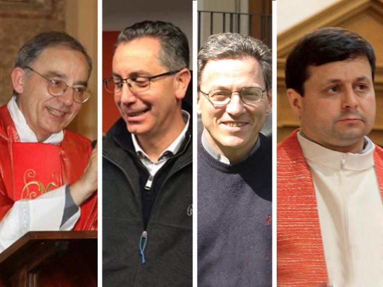 Da sinistra don Angelo Cazzaniga, don Davide Milanesi, don Cristiano Passoni e don Ivano Tagliabue