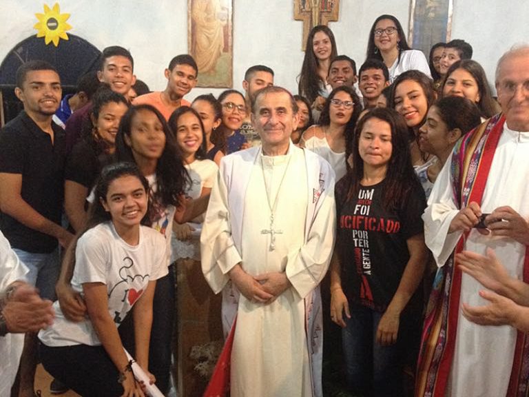 Monsignor Delpini nel corso di un precedente viaggio in Brasile