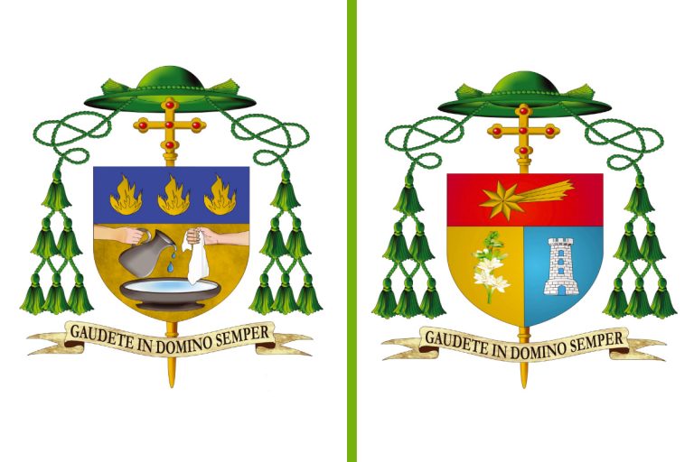 Lo stemma di monsignor Raimondi e quello di monsignor Giuseppe Vegezzi