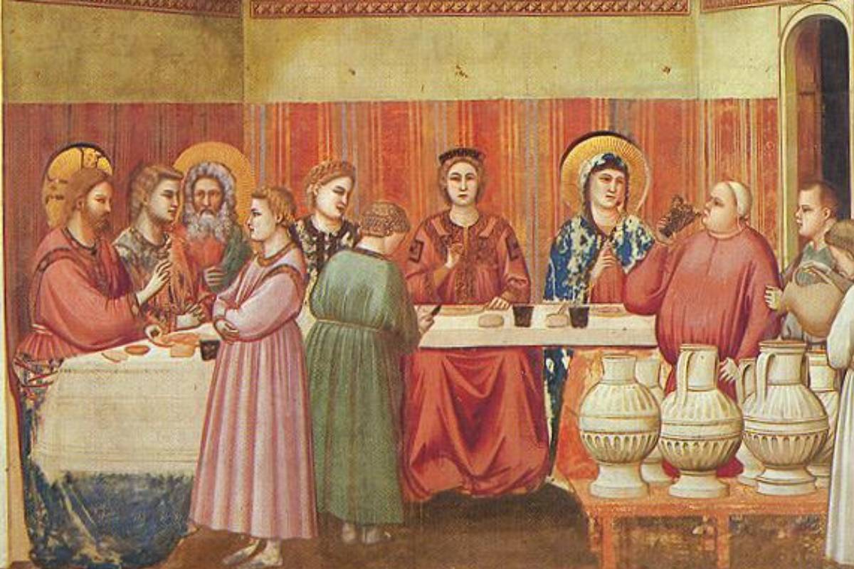 Le Nozze di Cana, affresco di Giotto nella Cappella degli Scrovegni di Padova