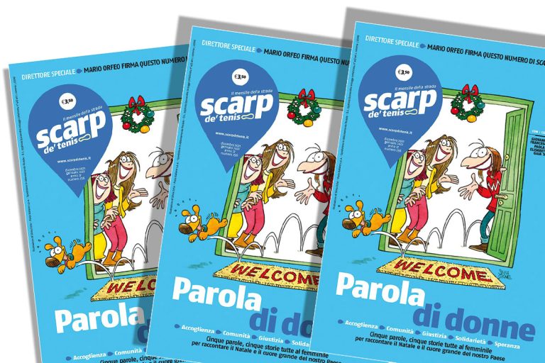 Alcune copertine di «Scarp de' tenis», il mensile di strada che farà gli onori di casa
