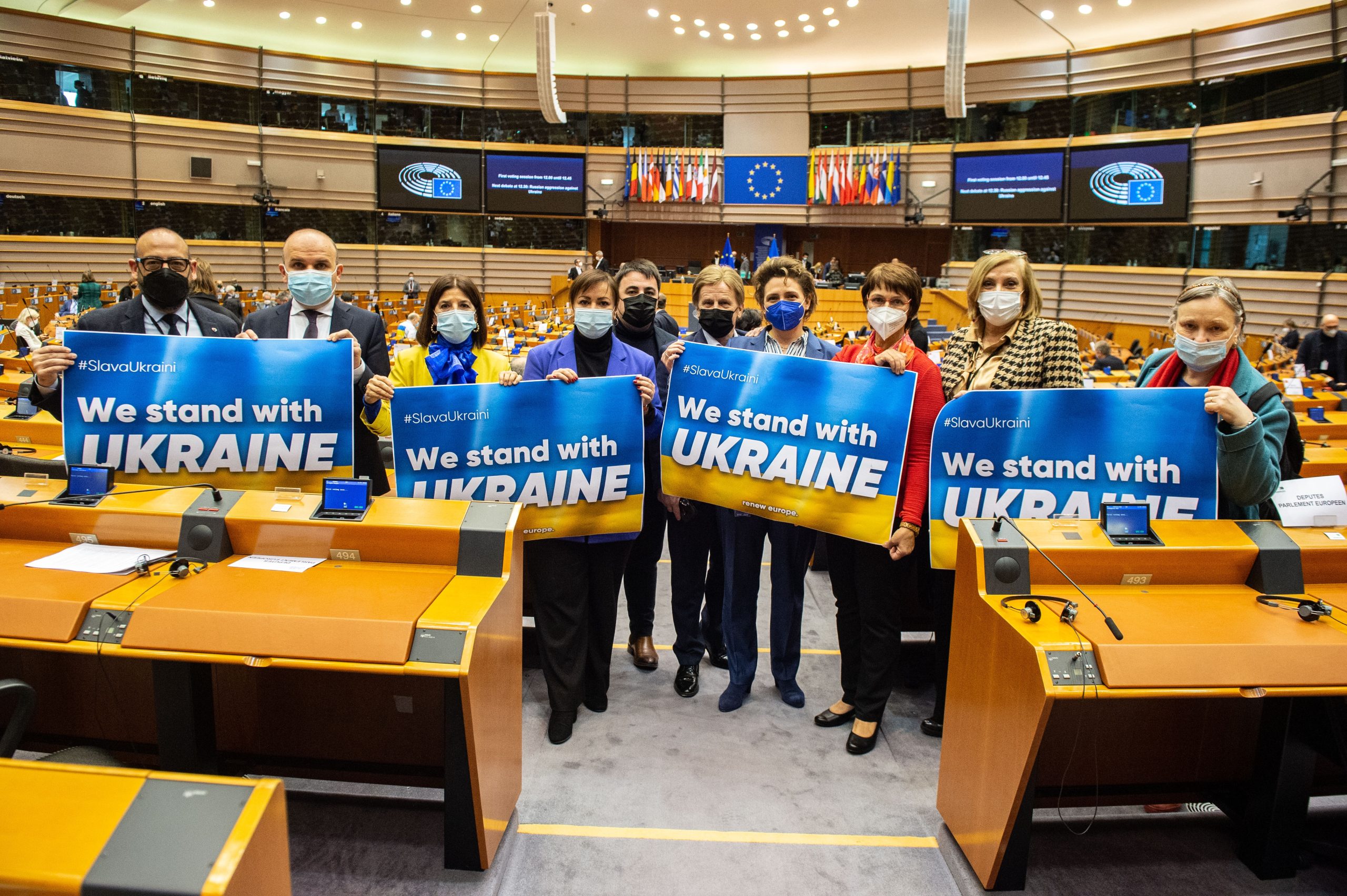 A Bruxelles manifestazione di solidarietà verso l'Ucraina (foto Sir / Parlamento europeo)