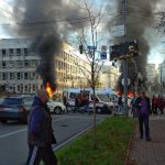 Gli effetti dei bombardamenti su Kiev (foto Ansa / Sir)