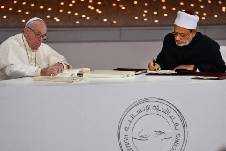 La firma del Documento sulla fratellanza universale