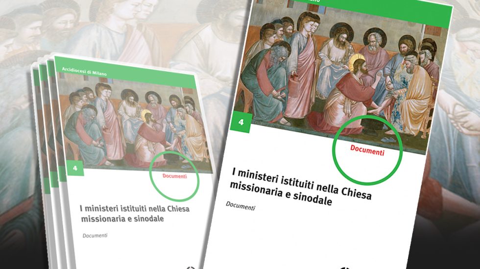 La copertina del sussidio edito da Centro Ambrosiano, con particolare di: Giotto da Bondone, Lavanda dei piedi