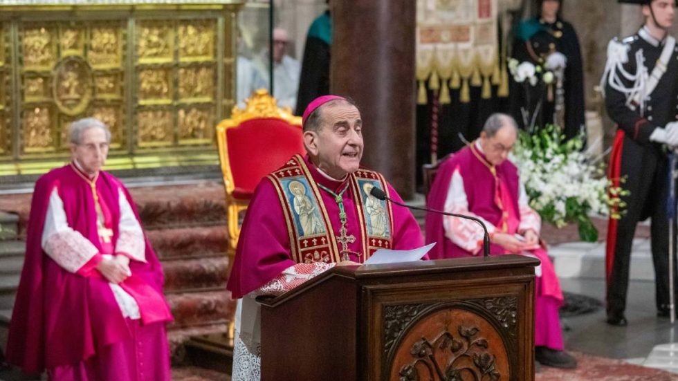 L'Arcivescovo durante il Discorso (foto Agenzia Fotogramma)