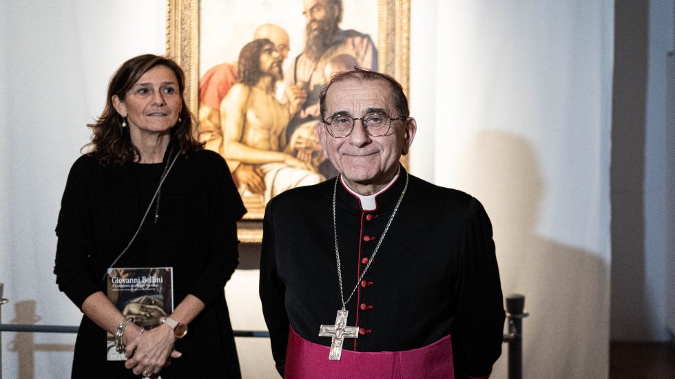Delpini Righi Bellini Compianto Museo Diocesano L'arcivescovo di Milano monsignor Mario Delpini e la direttrice del Museo Diocesano Nadia Righi all'inaugurazione della mostra