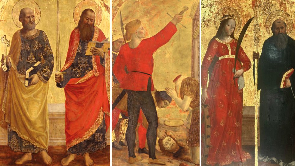 montaggio Le tre tavole in mostra: la prima e la seconda del Museo del Duomo di Monza, la terza del Museo diocesano di Vigevano