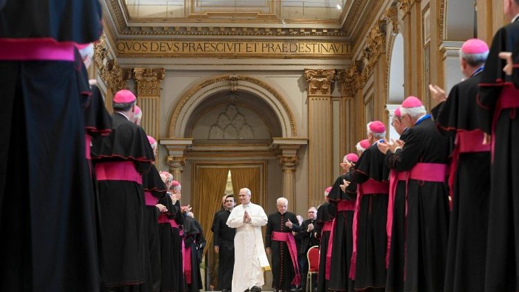 Papa Leone XIV riceve in udienza i vescovi italiani (Foto Vatican Media/Sir)