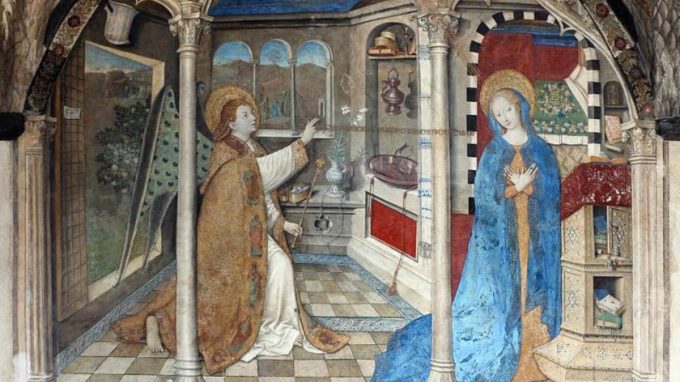 «Annunciazione a Maria», Giusto di Ravensburg (1451), Genova, Santa Maria di Castello