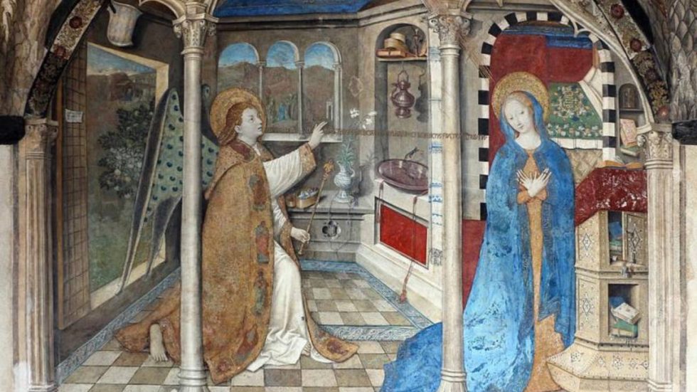 «Annunciazione a Maria», Giusto di Ravensburg (1451), Genova, Santa Maria di Castello