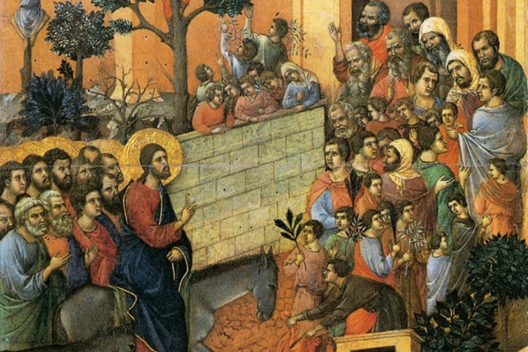 Particolare dell'«Ingresso a Gerusalemme di Gesù», Duccio di Buoninsegna (1308), Siena